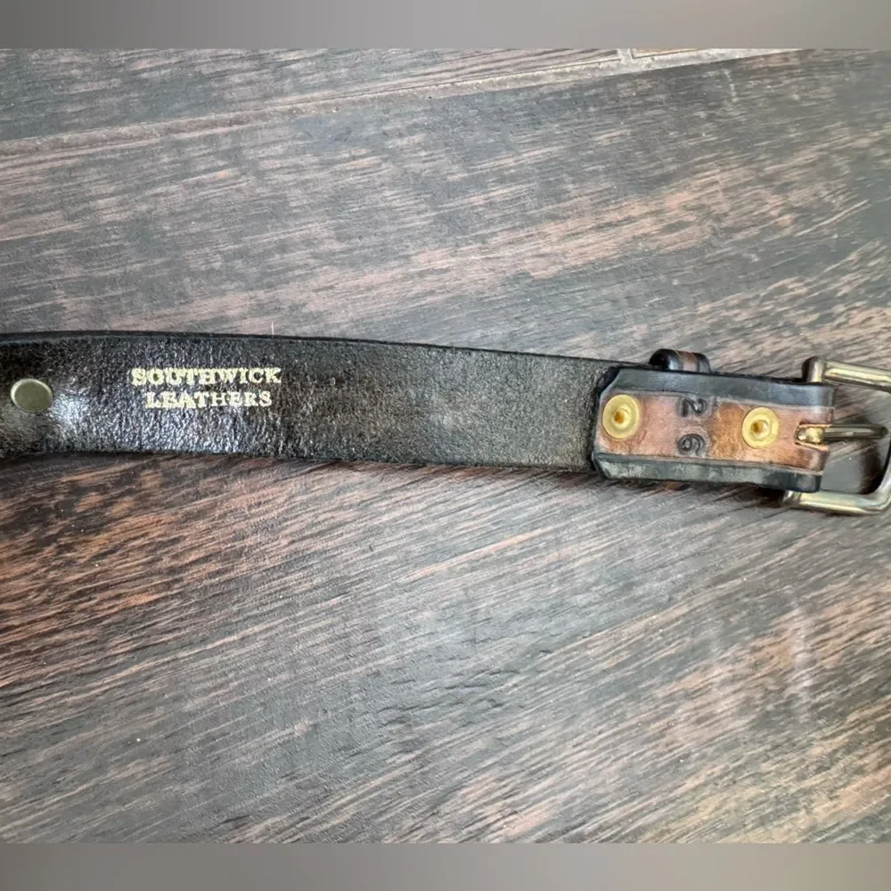 Southwick Leathers Vintage Indian Head Penny Coin Hand Tooled Leather Belt Sz 26